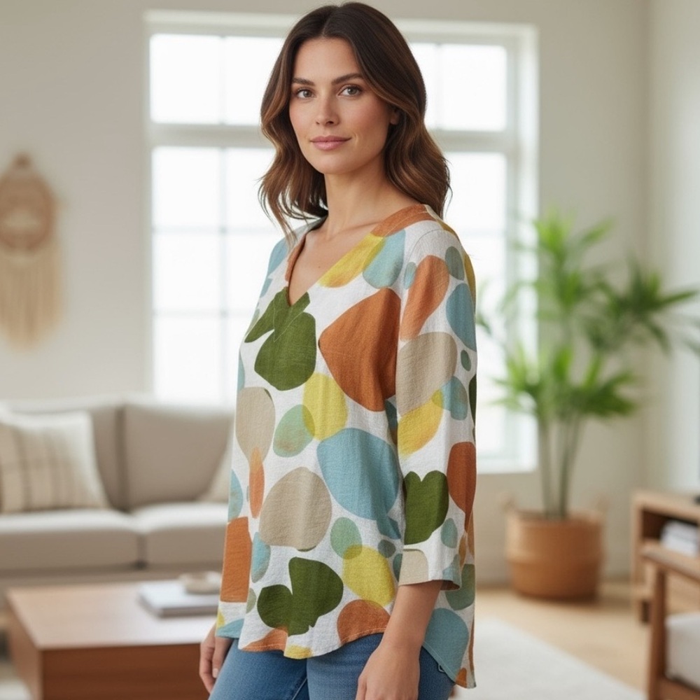 Simple Suzanne Betro Women's Oversized M Semi‎ Sheer Crinkle Tunic Top